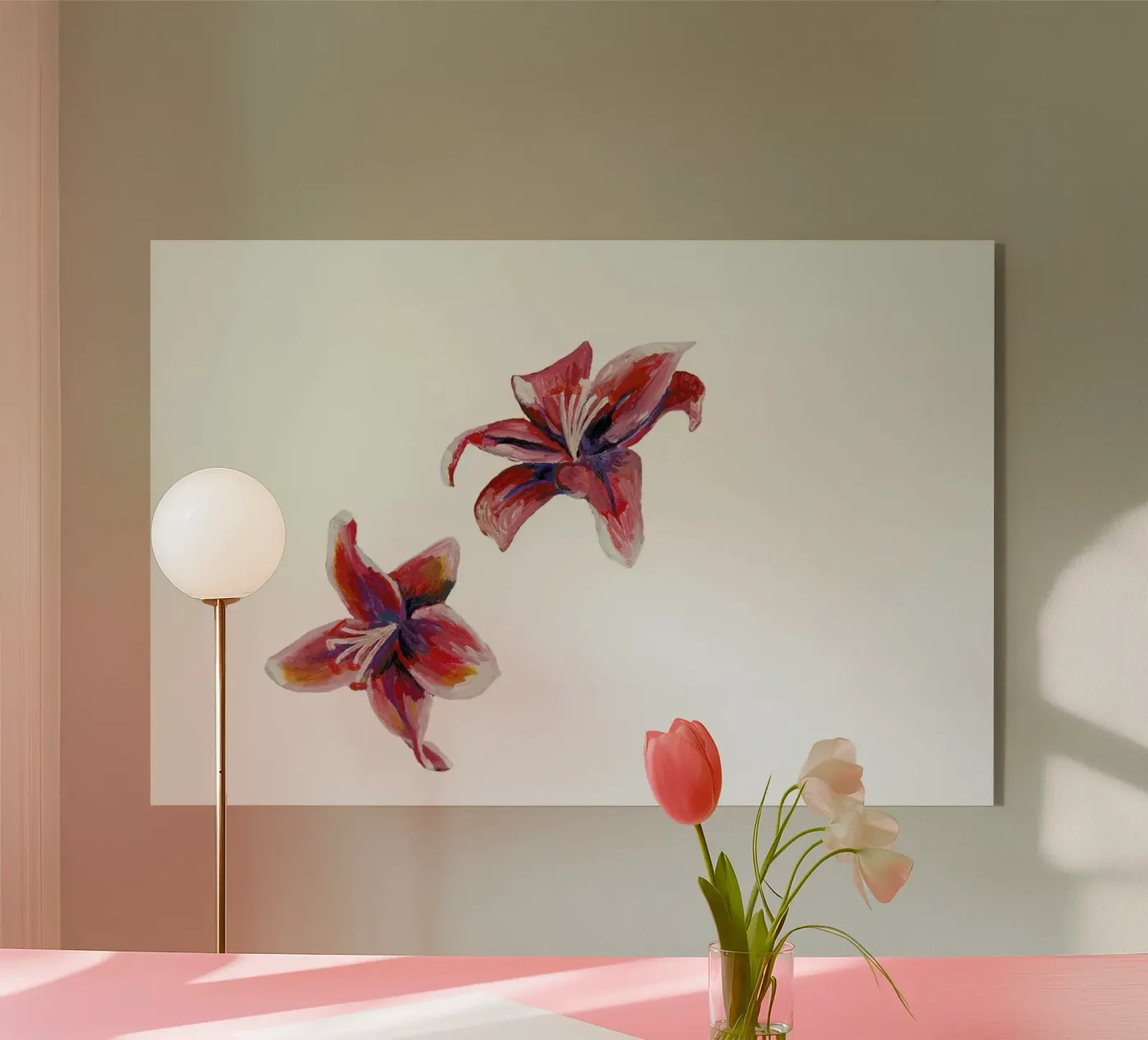 Flowers Pink acrylic glass by Femke Zwaan