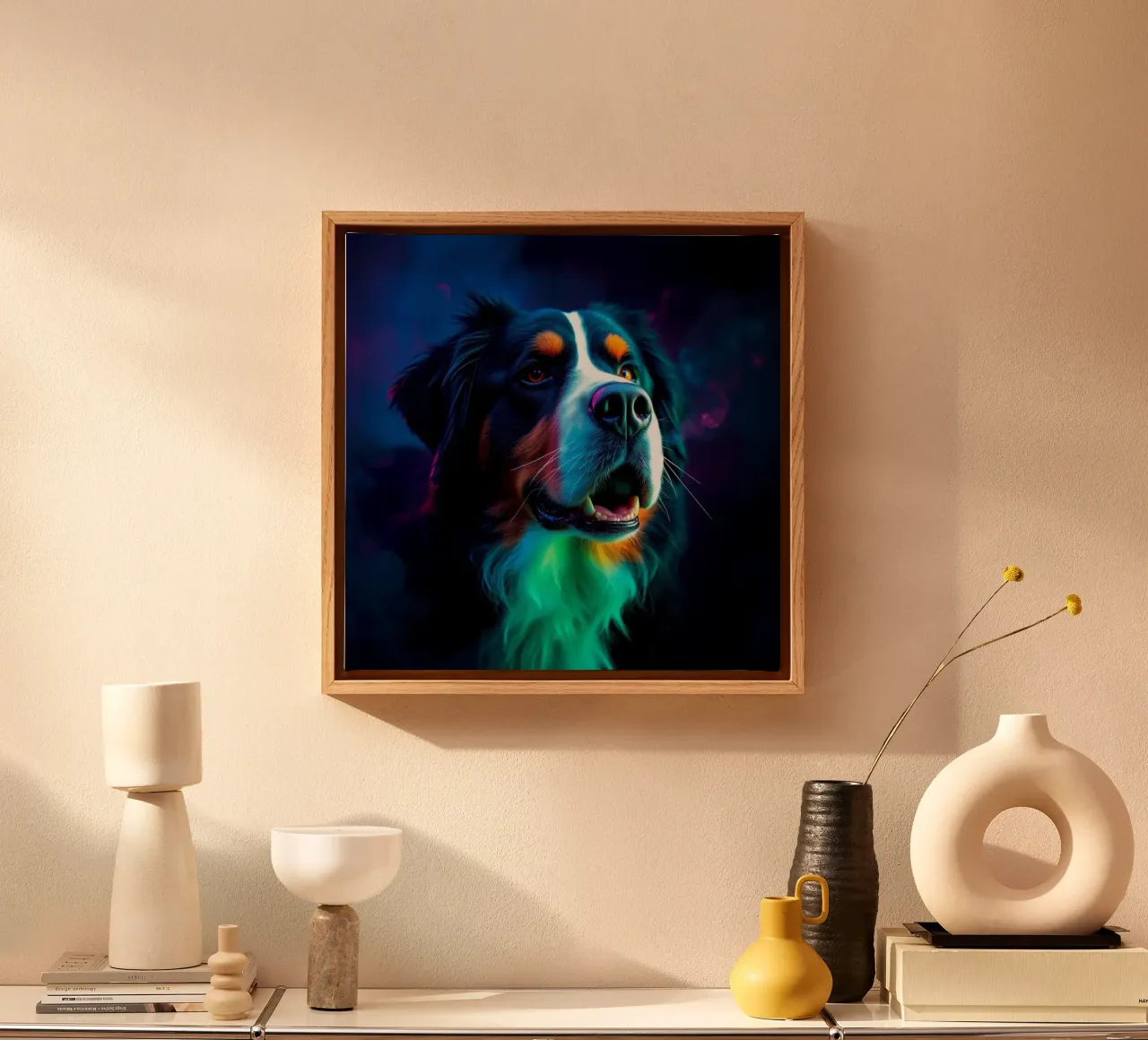 Beautiful Bernese Mountain Dog #61 canvas with Floater frame by Yumis.Beargang.and.Me
