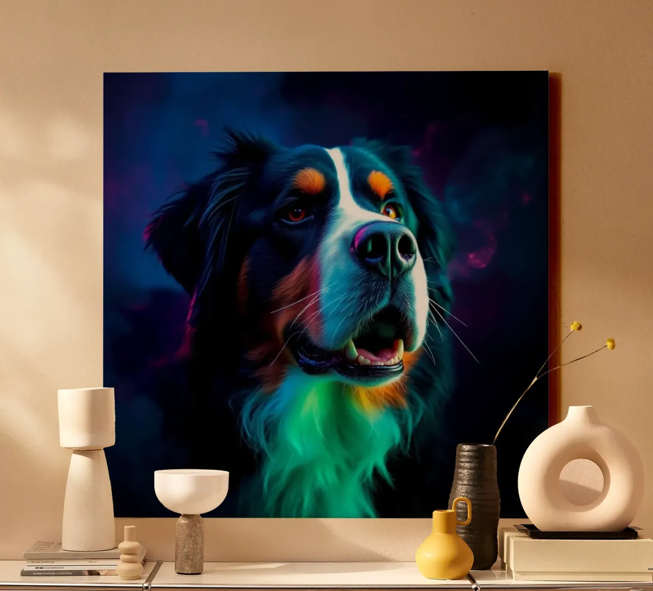 Beautiful Bernese Mountain Dog #61 canvas with Floater frame by Yumis.Beargang.and.Me