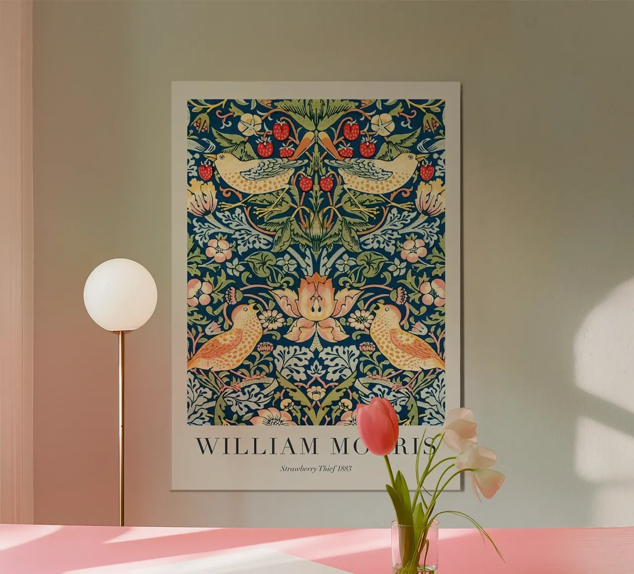 William Morris Strawberry Thief 1883 poster with wooden frame by Kunzeworld
