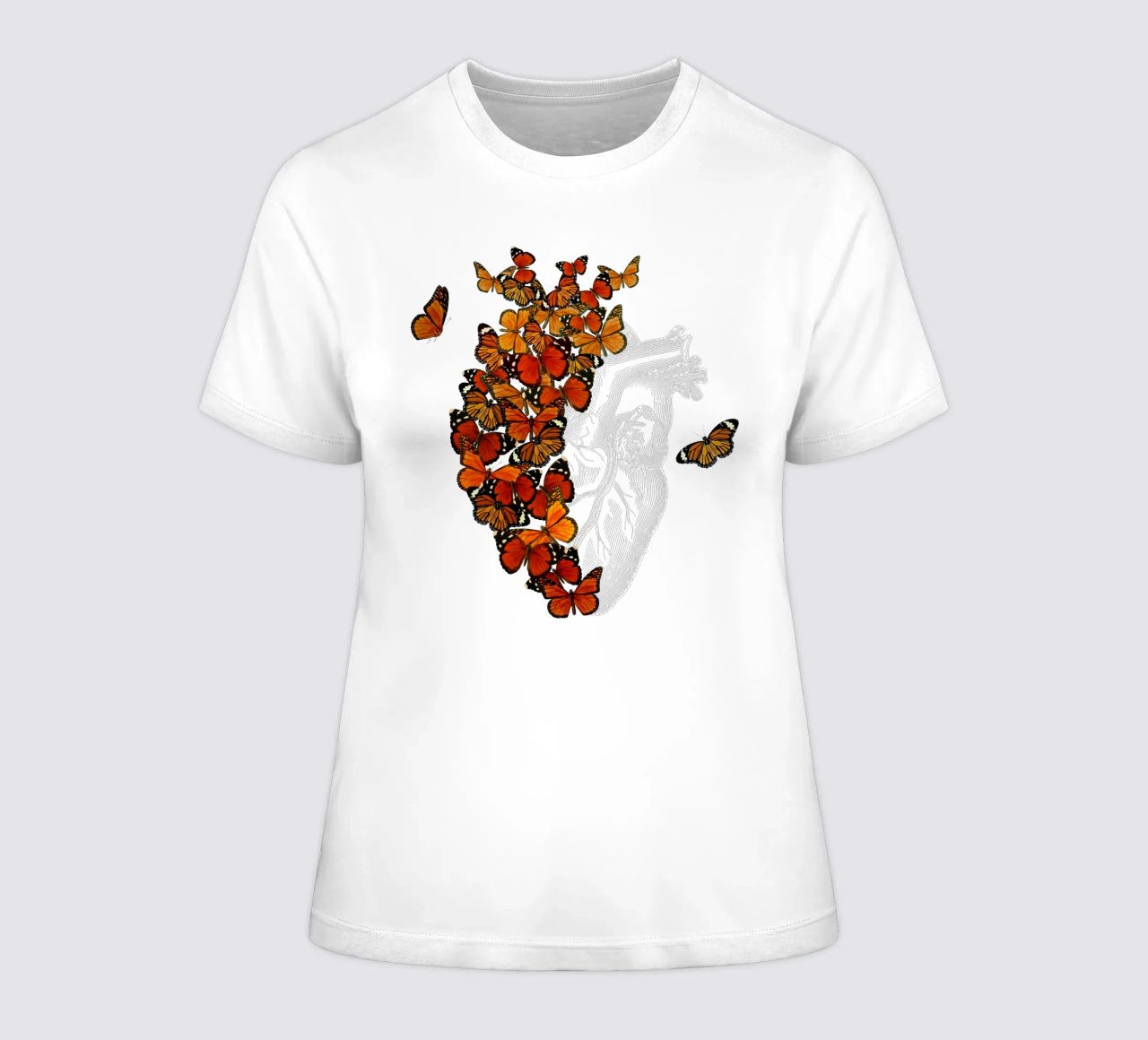 Monarch vlinder hart dames t-shirt getailleerd van Tobe Fonseca