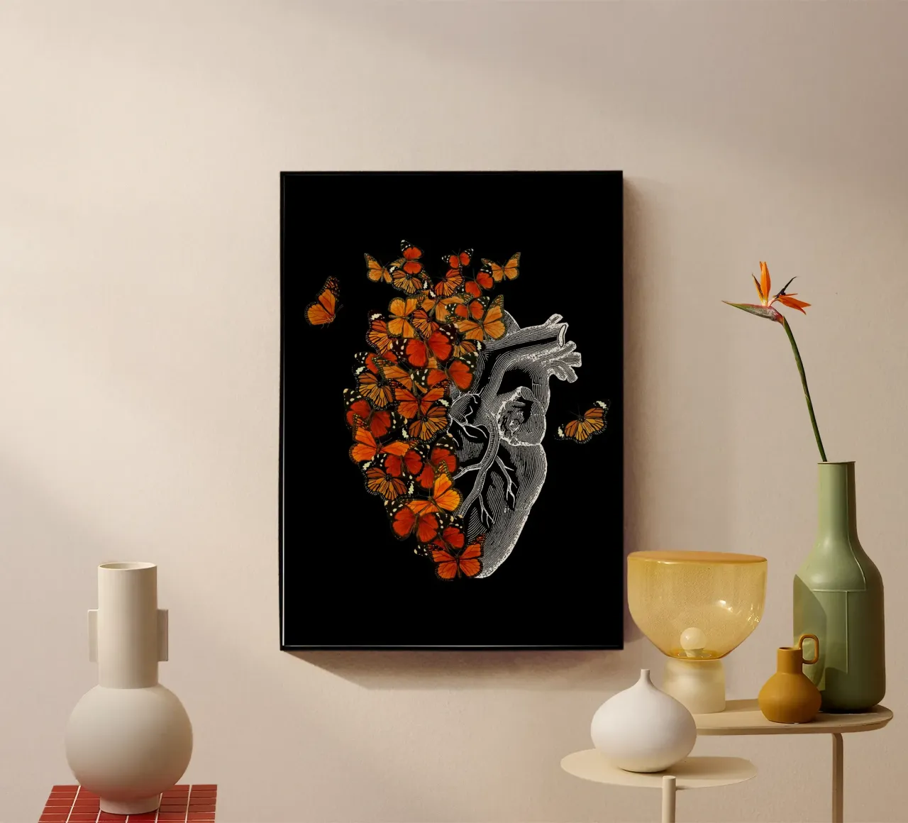 Cuore di farfalla monarca plexiglass da Tobe Fonseca