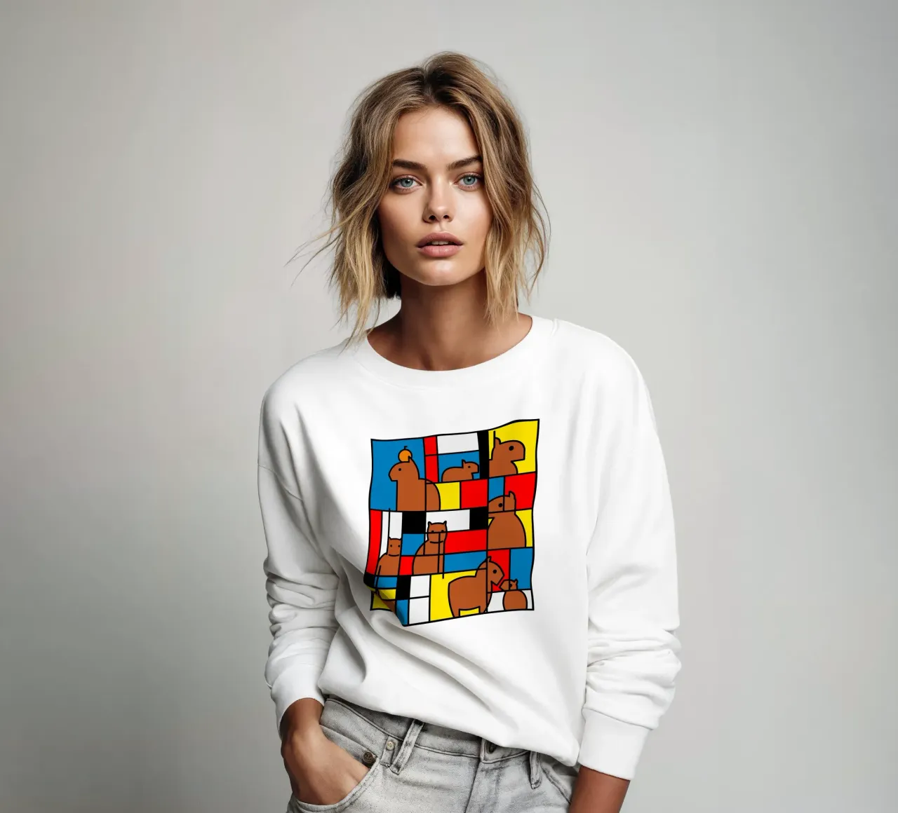 Mondrian Capybara felpa da Tobe Fonseca