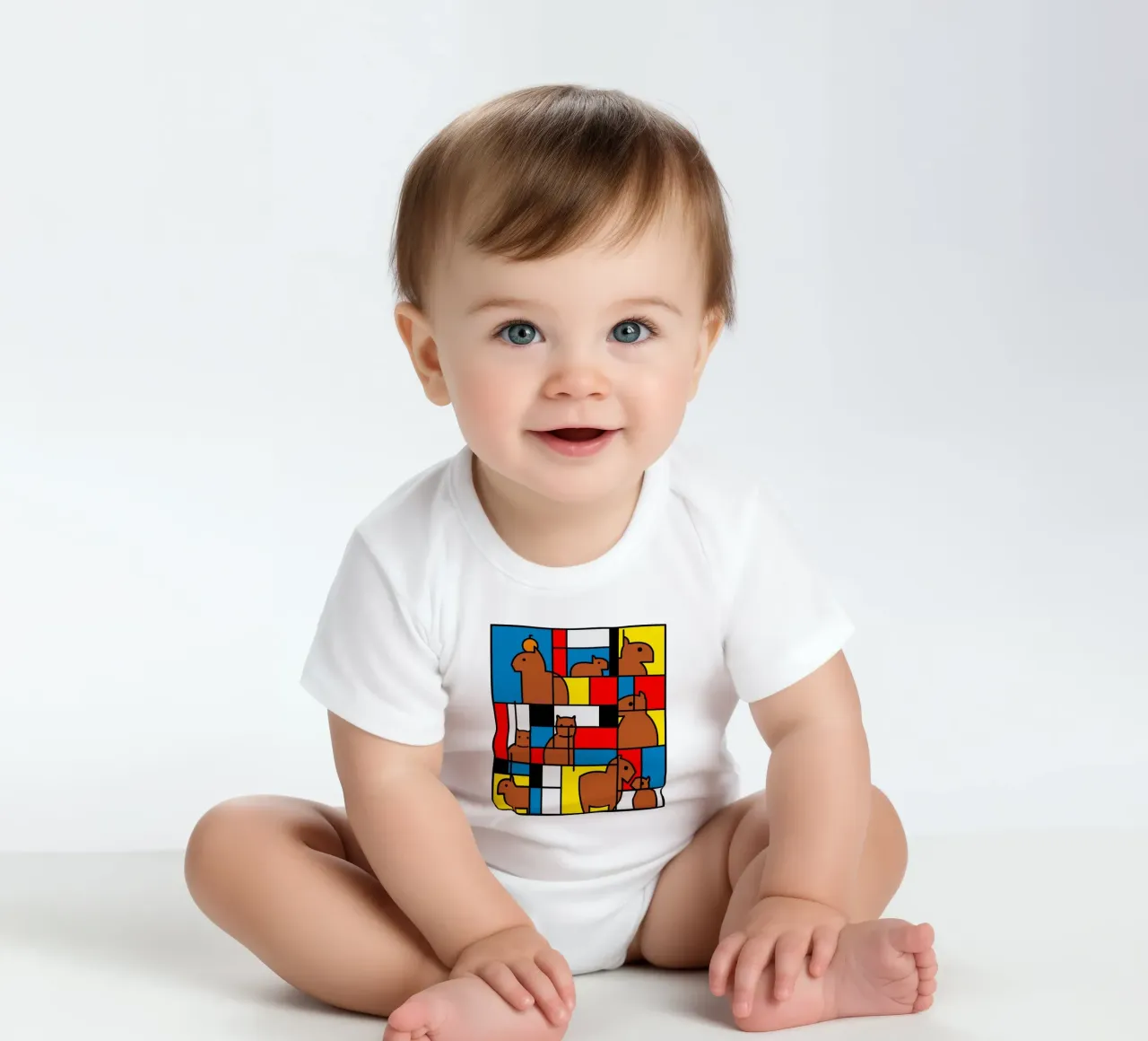 Mondrian Capybara body neonato maniche corte da Tobe Fonseca