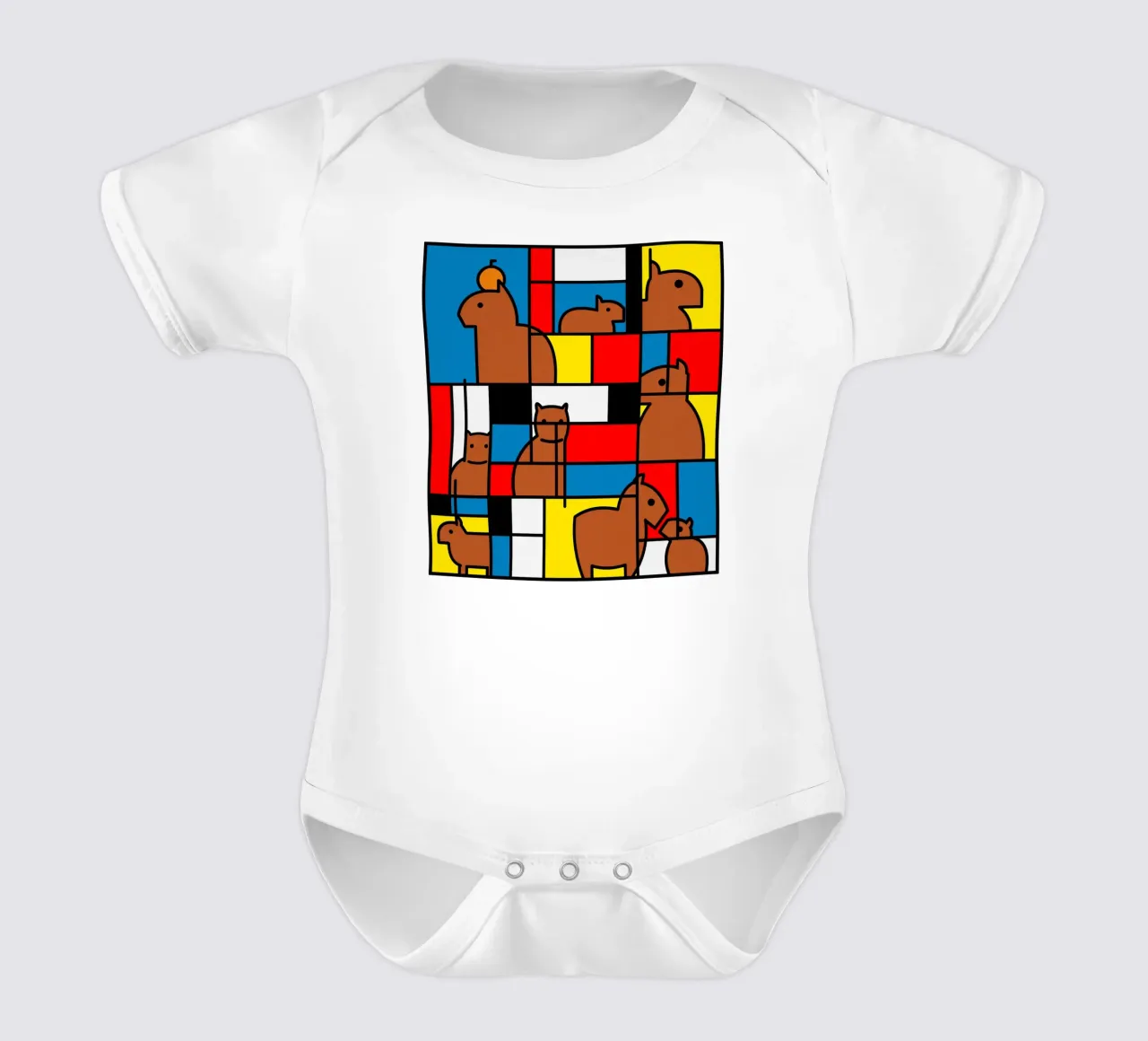 Mondrian Capybara body neonato maniche corte da Tobe Fonseca