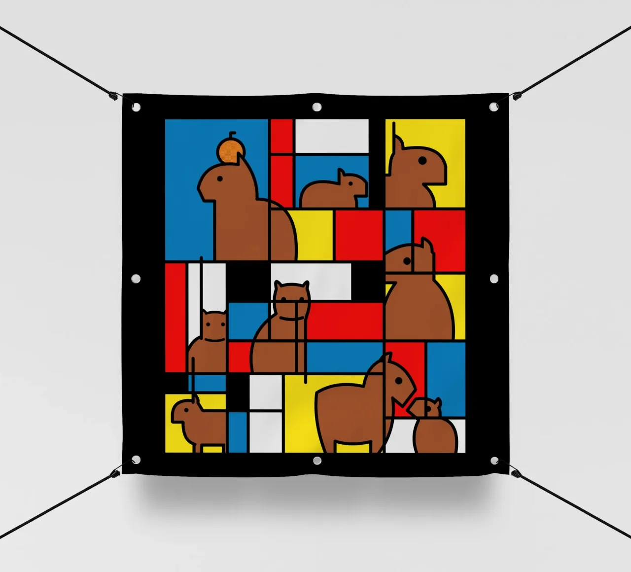 Mondrian Capybara telo in pvc da Tobe Fonseca