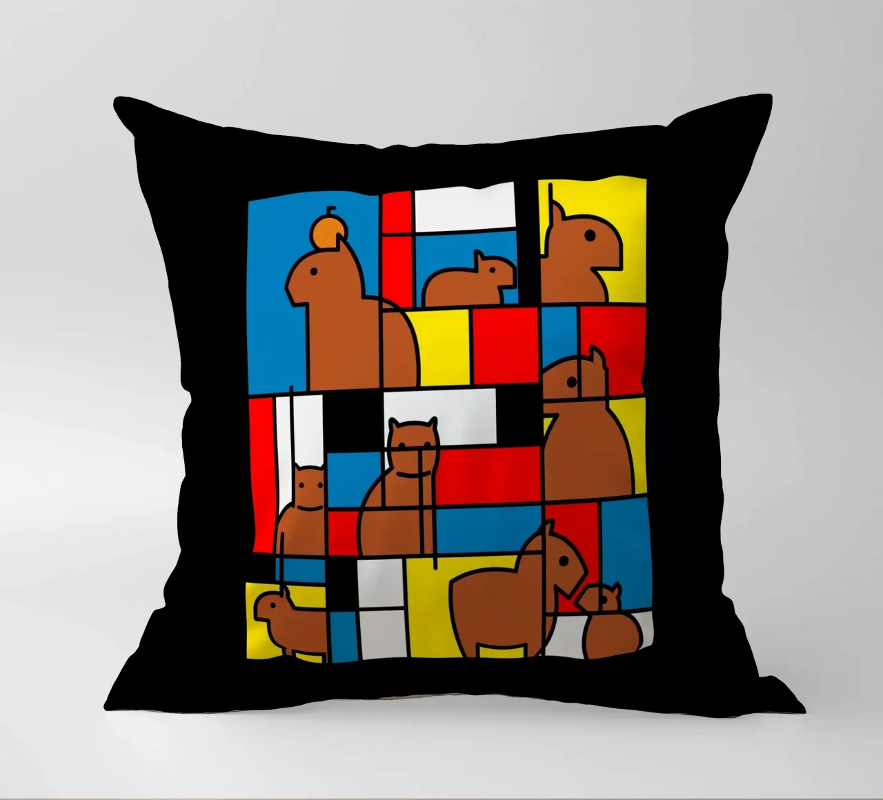 Mondrian Capybara cuscino da Tobe Fonseca