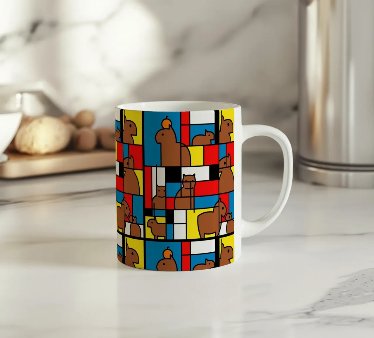 Mondrian Capybara tazza in ceramica da Tobe Fonseca