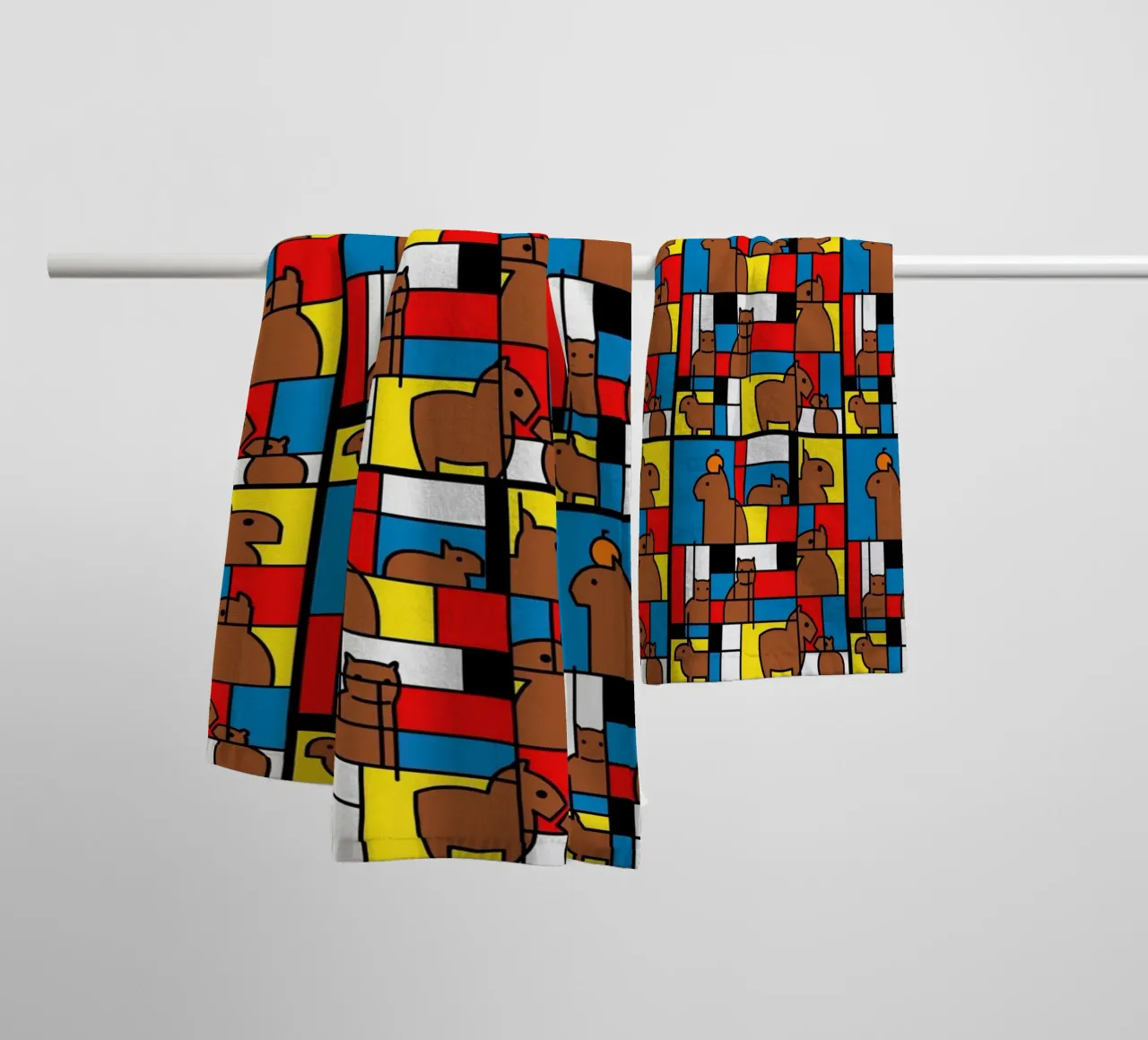 Mondrian Capybara asciugamano da bagno da Tobe Fonseca