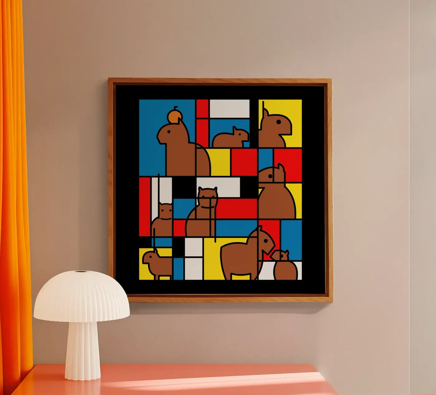 Mondrian Capybara plexiglass da Tobe Fonseca