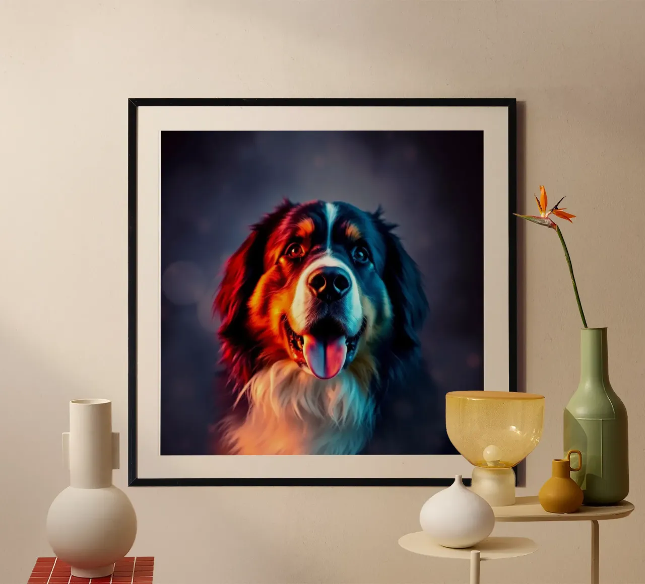 Bellissimo cane da montagna bernese #72 poster con telaio in plastica da Yumis.Beargang.and.Me