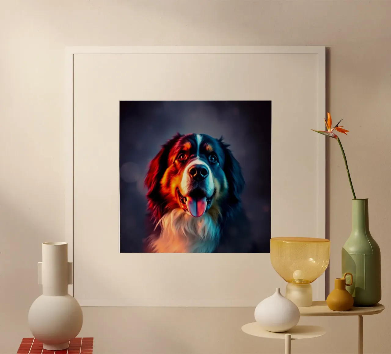 Bellissimo cane da montagna bernese #72 poster con telaio in plastica da Yumis.Beargang.and.Me