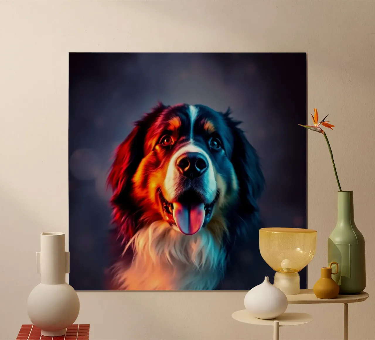 Bellissimo cane da montagna bernese #72 poster con telaio in plastica da Yumis.Beargang.and.Me