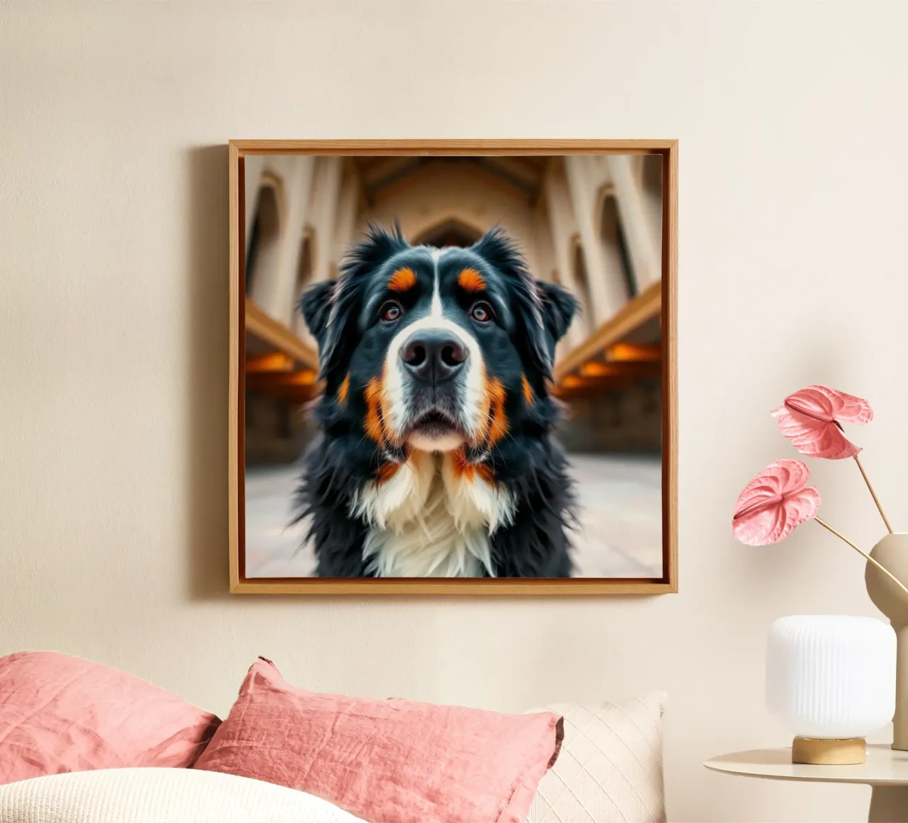Beautiful Bernese Mountain Dog #76 canvas with Floater frame by Yumis.Beargang.and.Me