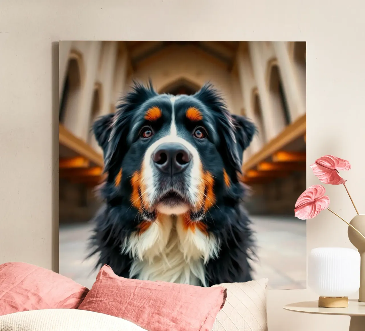 Beautiful Bernese Mountain Dog #76 canvas with Floater frame by Yumis.Beargang.and.Me