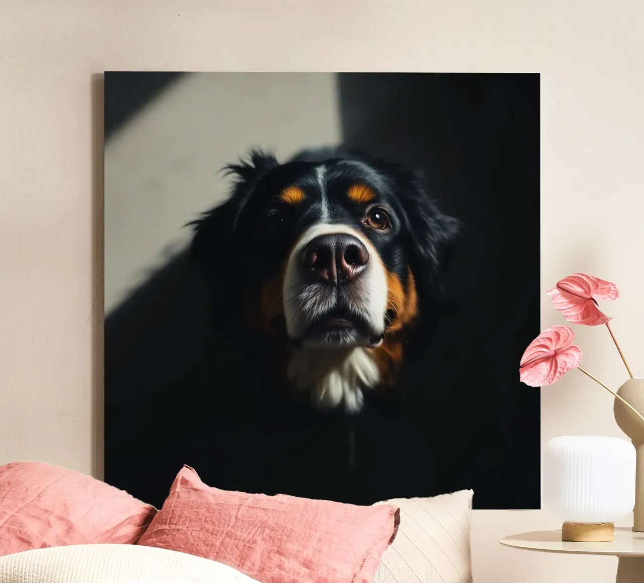 Beautiful Bernese Mountain Dog #78 canvas with Floater frame by Yumis.Beargang.and.Me
