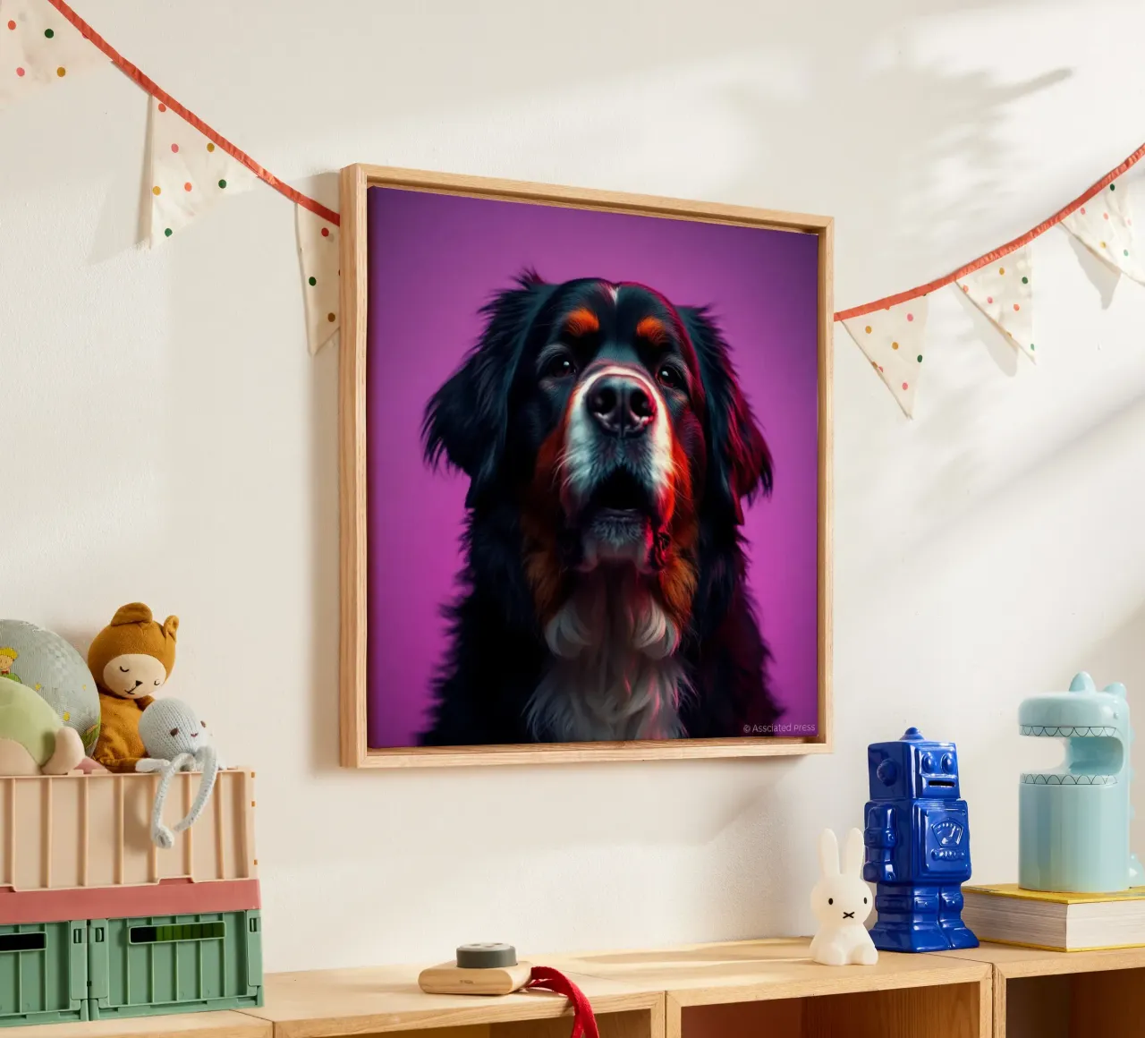 Beautiful Bernese Mountain Dog #79 canvas with Floater frame by Yumis.Beargang.and.Me