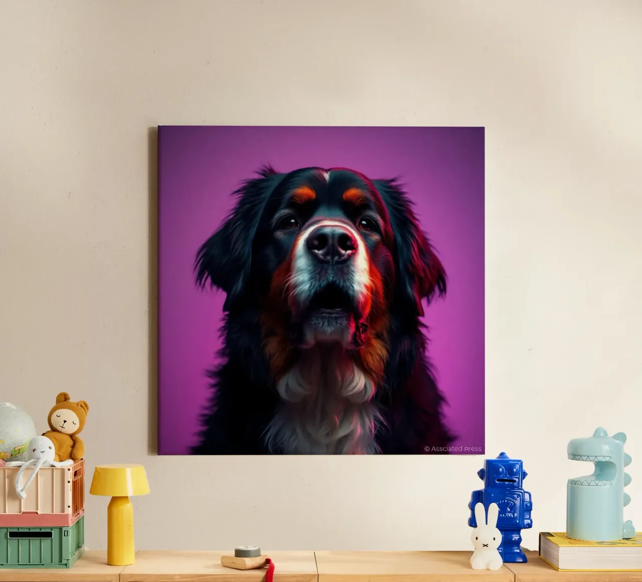 Beautiful Bernese Mountain Dog #79 canvas with Floater frame by Yumis.Beargang.and.Me