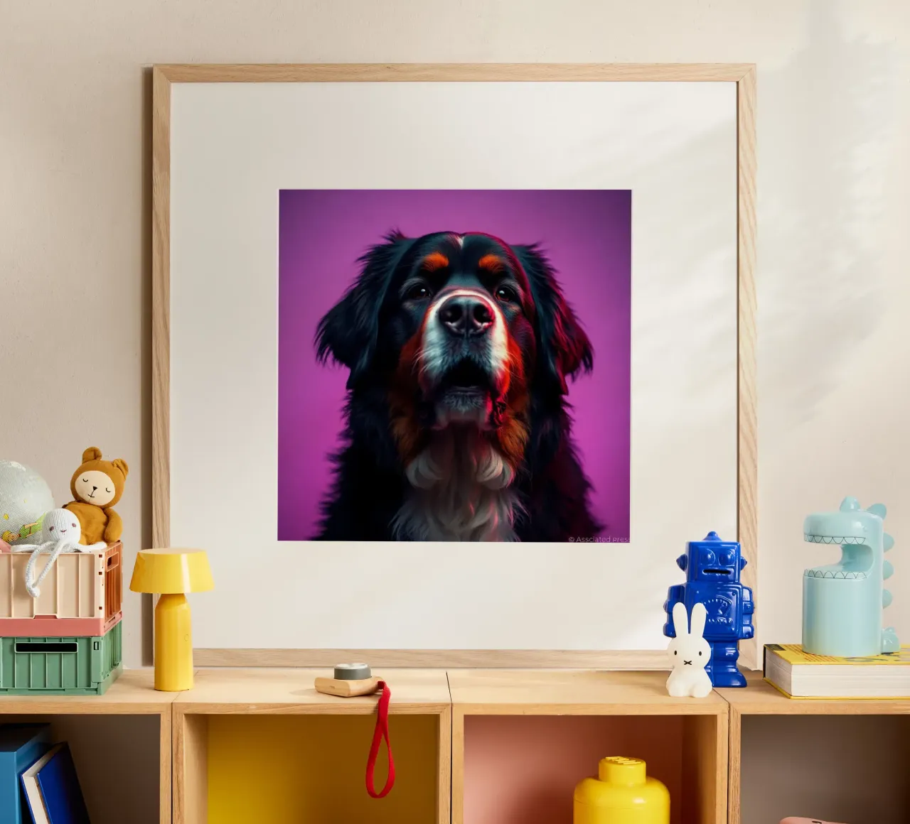 Bellissimo cane da montagna bernese #79 poster con telaio in legno da Yumis.Beargang.and.Me