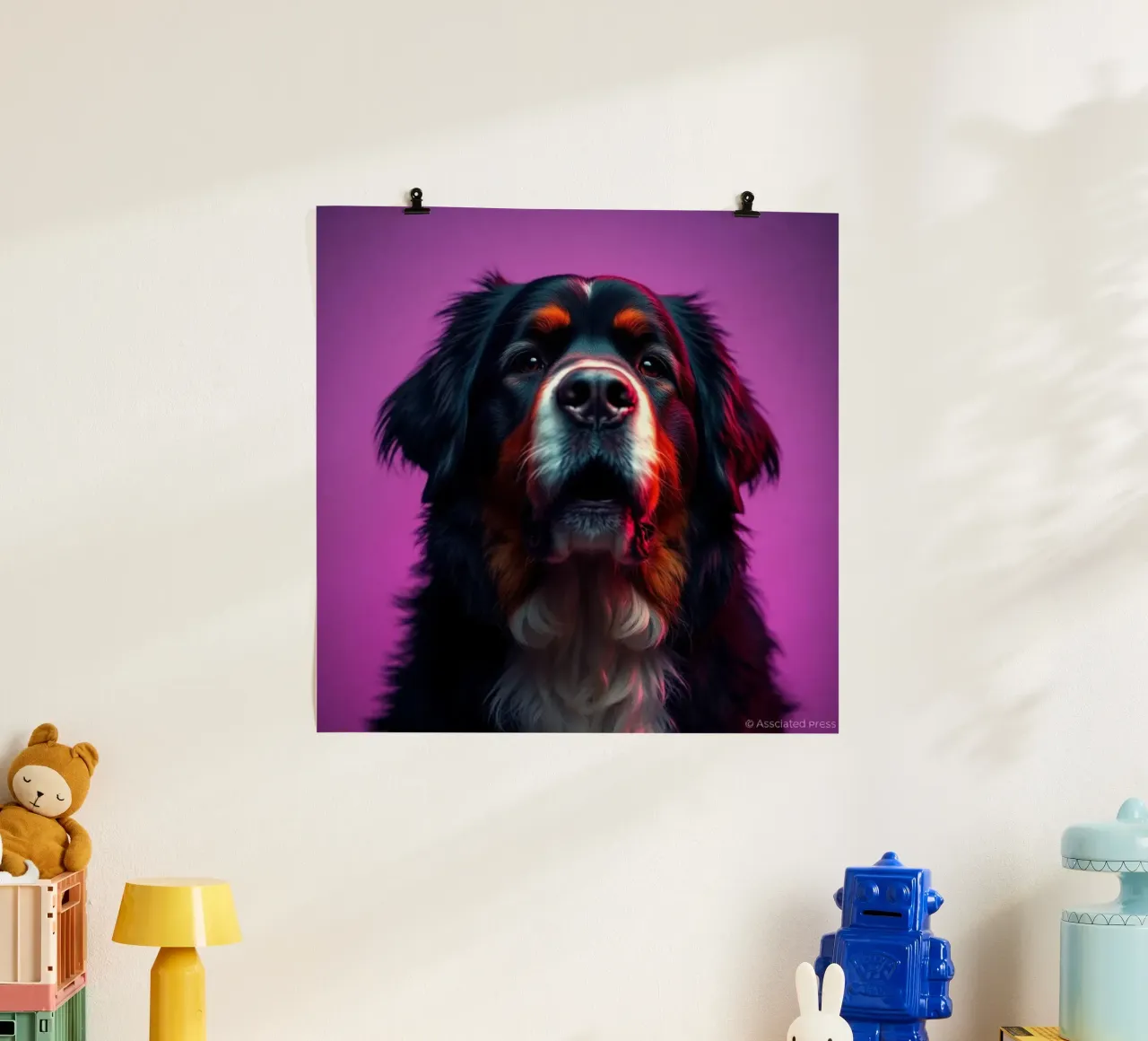 Bellissimo cane da montagna bernese #79 poster con telaio in legno da Yumis.Beargang.and.Me