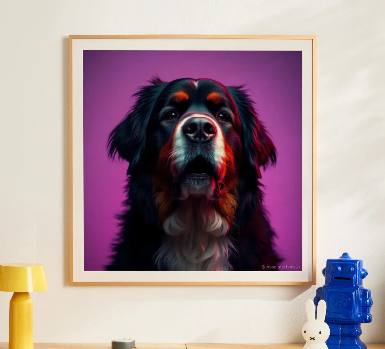 Bellissimo cane da montagna bernese #79 poster con telaio in legno da Yumis.Beargang.and.Me