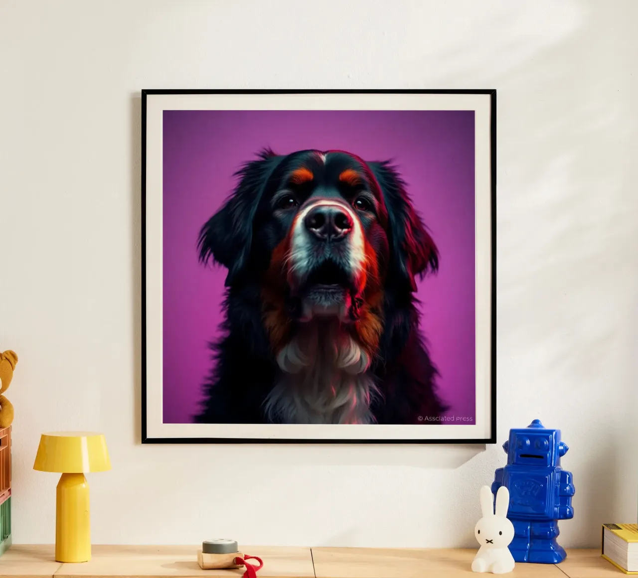 Bellissimo cane da montagna bernese #79 poster con telaio in legno da Yumis.Beargang.and.Me