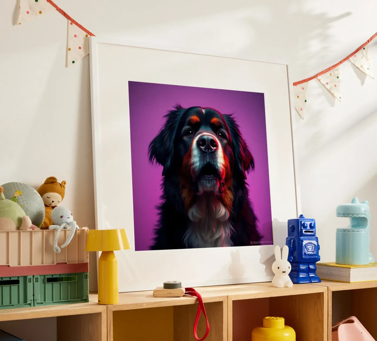 Bellissimo cane da montagna bernese #79 poster con telaio in legno da Yumis.Beargang.and.Me