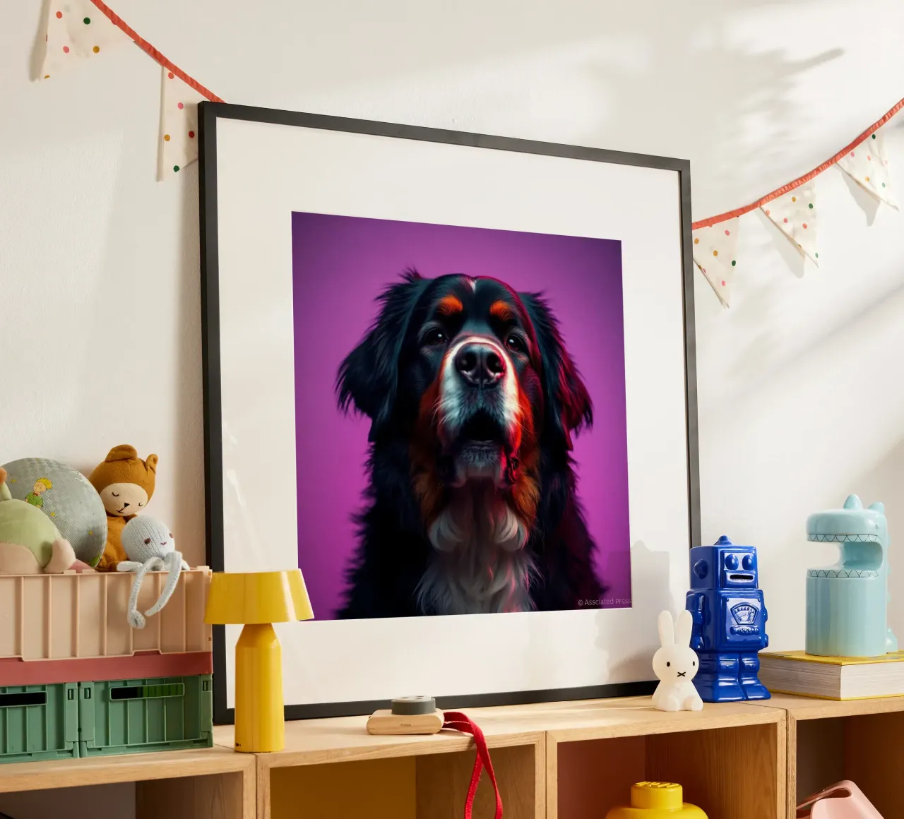 Bellissimo cane da montagna bernese #79 poster con telaio in legno da Yumis.Beargang.and.Me