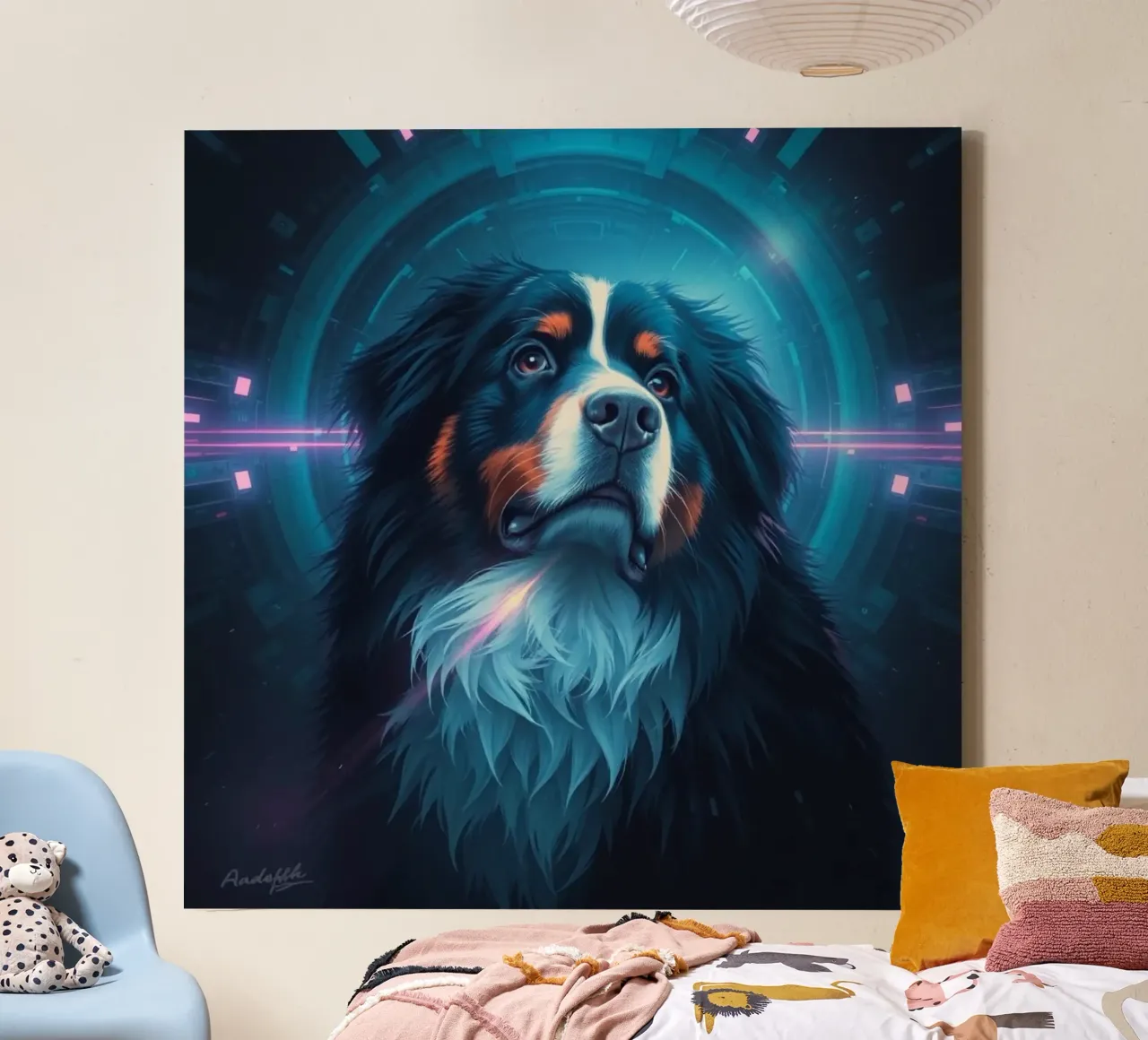 Beautiful Bernese Mountain Dog #80 canvas with Floater frame by Yumis.Beargang.and.Me