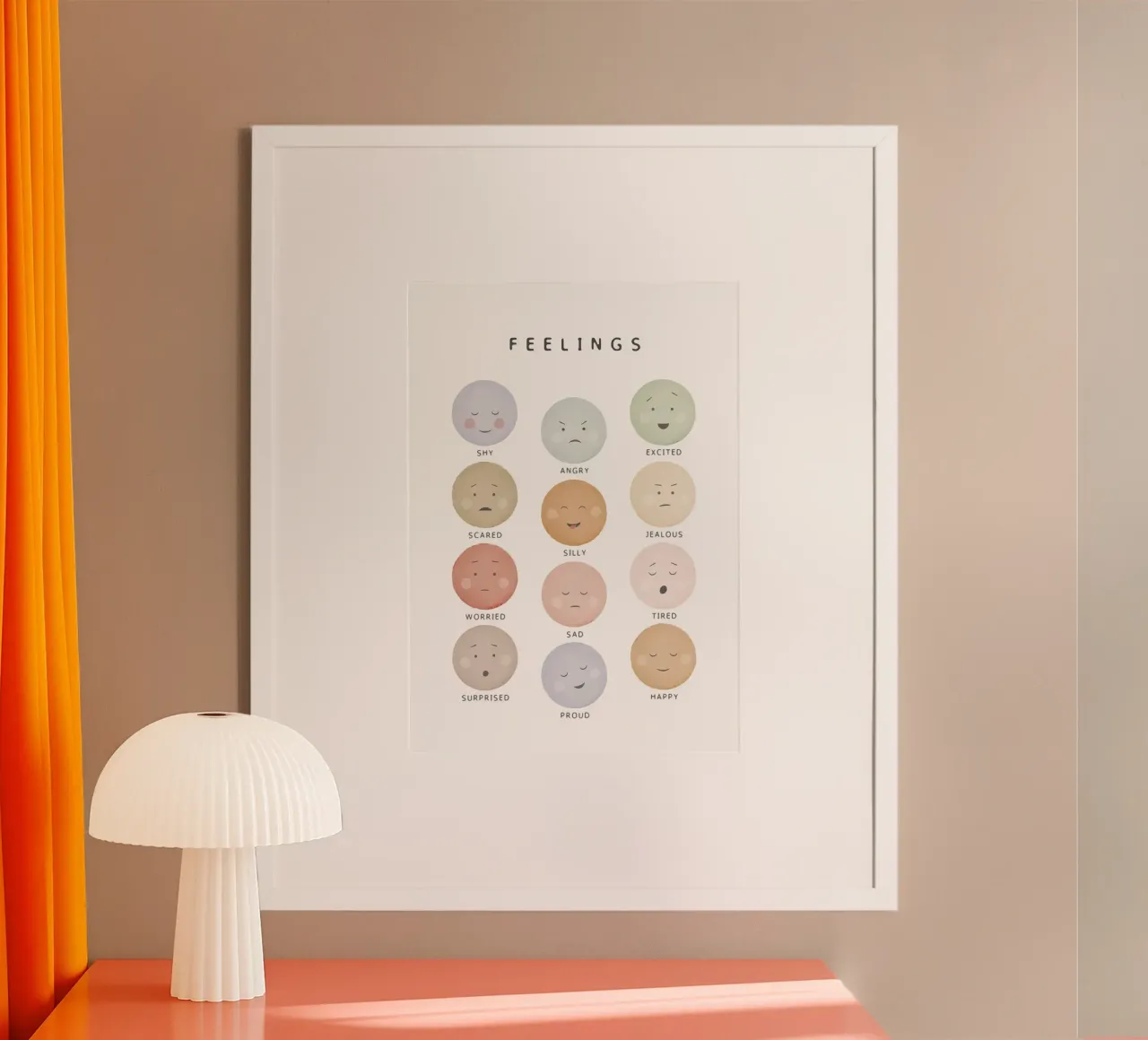 Affiche sur les sentiments, impression éducative, identification des émotions Art poster avec cadre en bois de ABC Prints