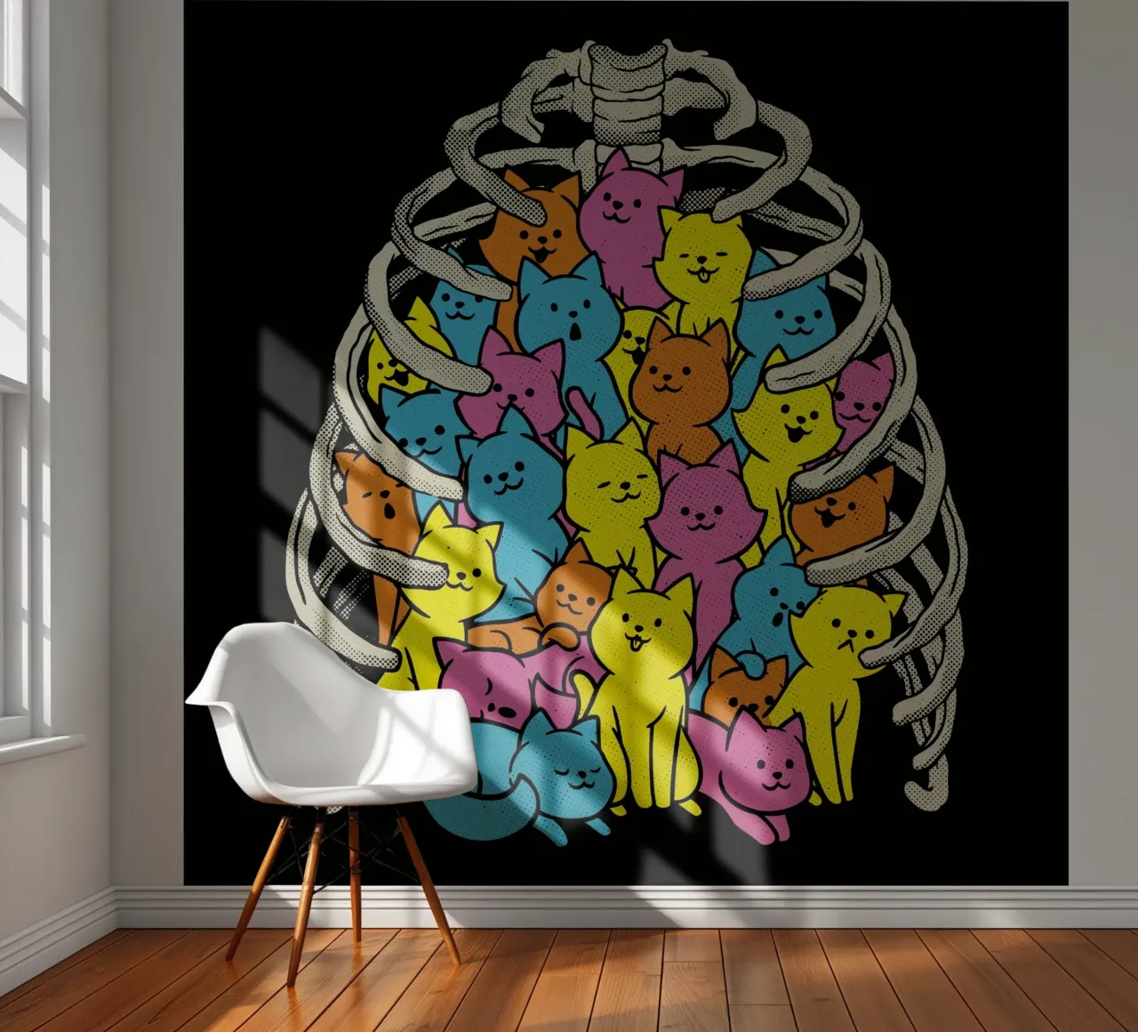 Neko Cat Ribbenkast Kleurrijk fotobehang van Tobe Fonseca