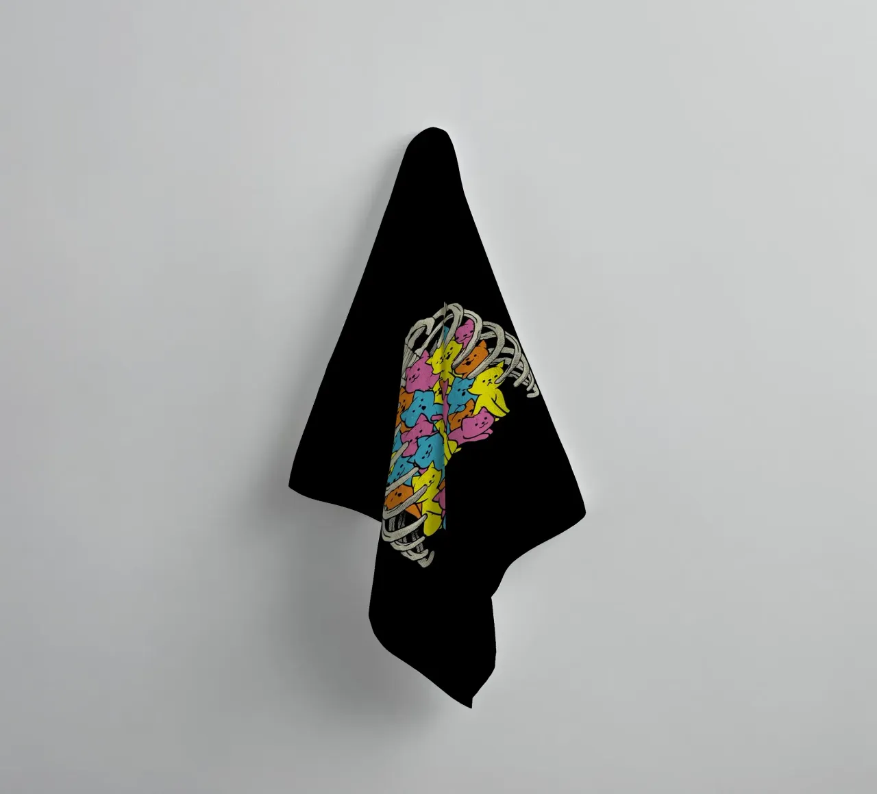 Neko Cat Ribbenkast Kleurrijk badhanddoek van Tobe Fonseca