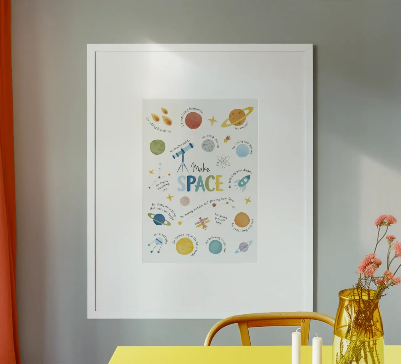 Poster spaziale, stampa Mindfulness, arte murale per bambini, arte della stanza dei giochi poster da ABC Prints