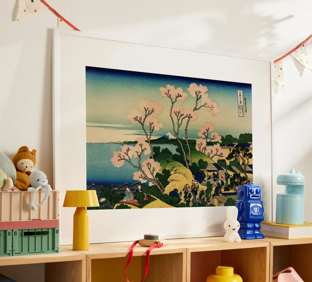 Hokusai - Goten-Yama-Hill Shinagawa sul Tokaido poster con telaio in legno da Wirla