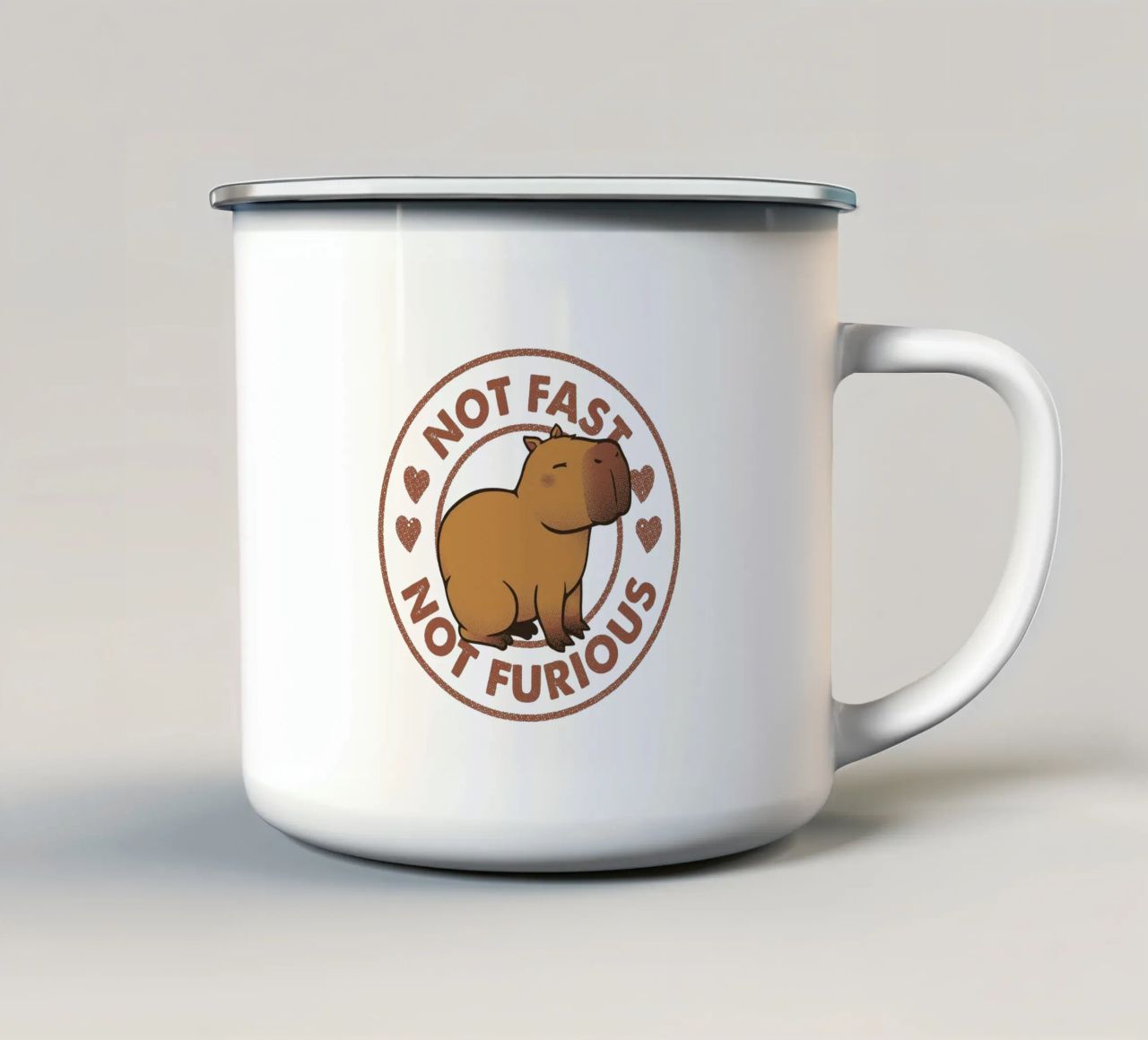 Il capibara non veloce non furioso tazza in smalto da Tobe Fonseca