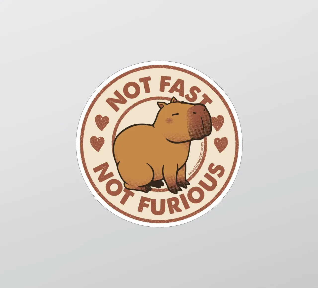 Not Fast Not Furious Capybara pegatina de Tobe Fonseca