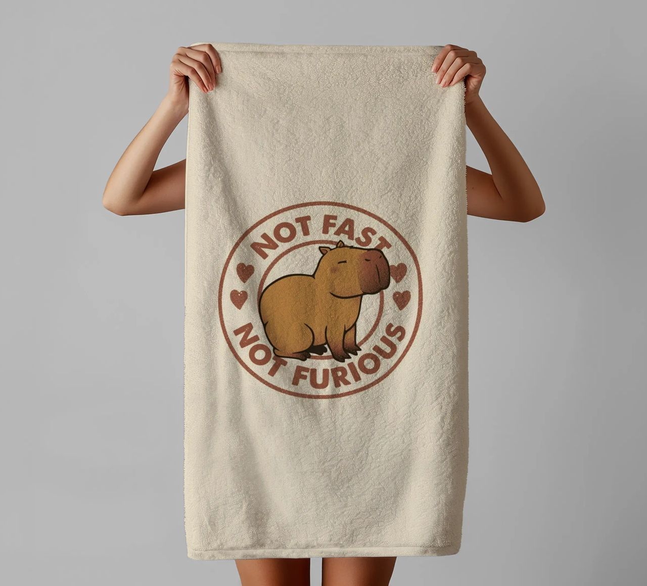 Not Fast Not Furious Capybara towel by Tobe Fonseca