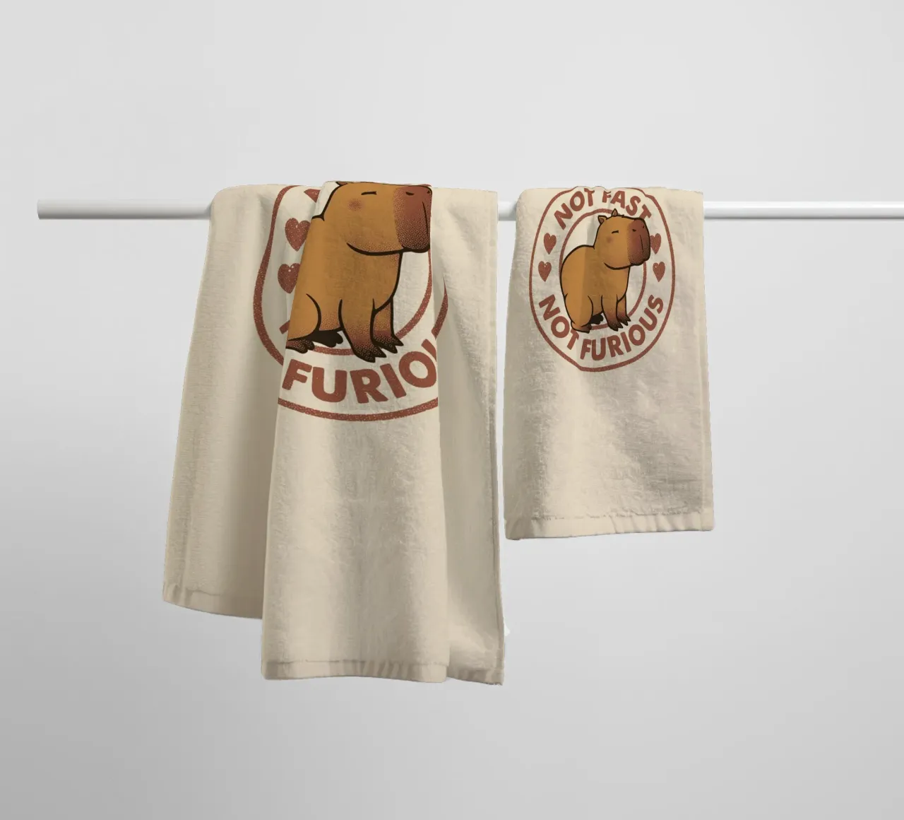 Not Fast Not Furious Capybara towel by Tobe Fonseca
