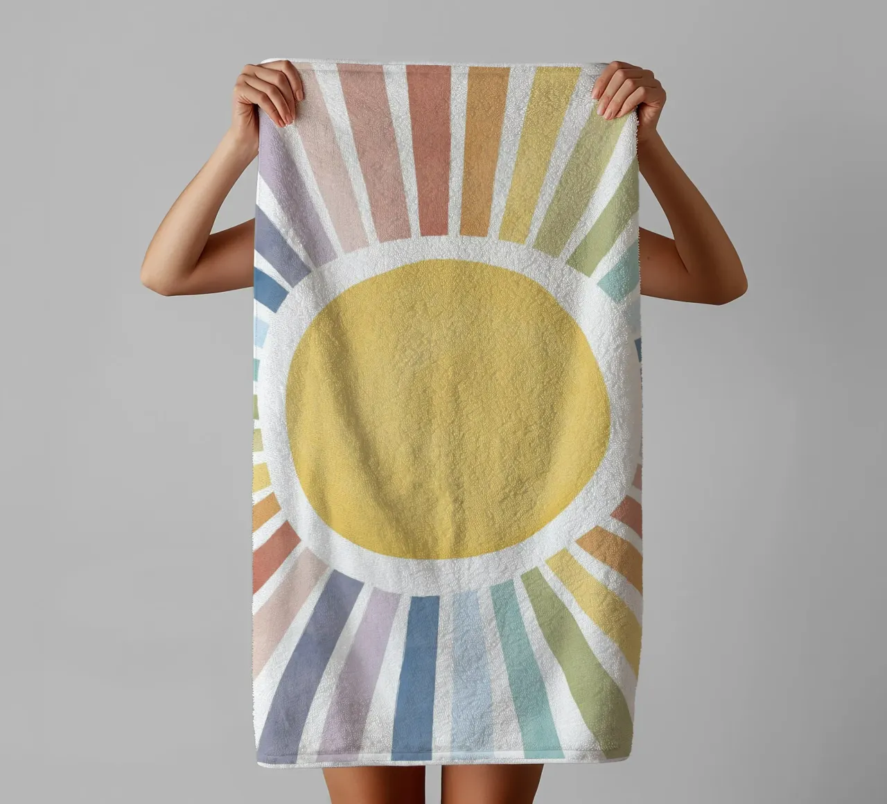 Sole arcobaleno, poster sui raggi solari, arte murale per bambini, stampa per la cameretta asciugamano da bagno da ABC Prints