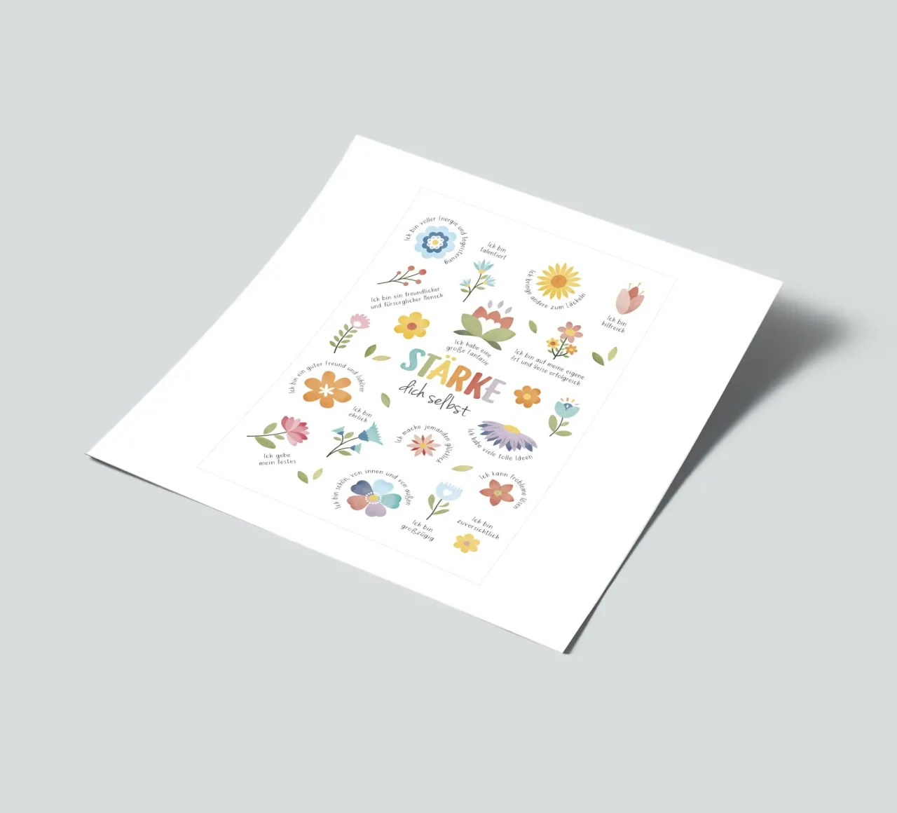 Sterk jezelf, Positieve Affirmatie Quote, Mindfulness stickervel van ABC Prints