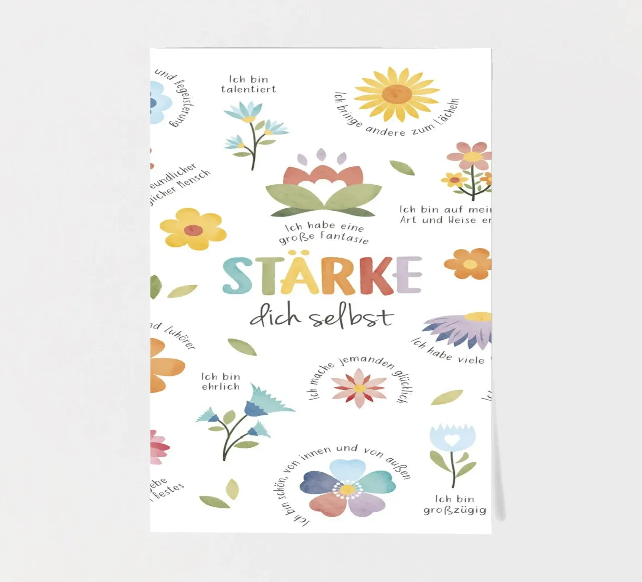 Sterk jezelf, Positieve Affirmatie Quote, Mindfulness stickervel van ABC Prints