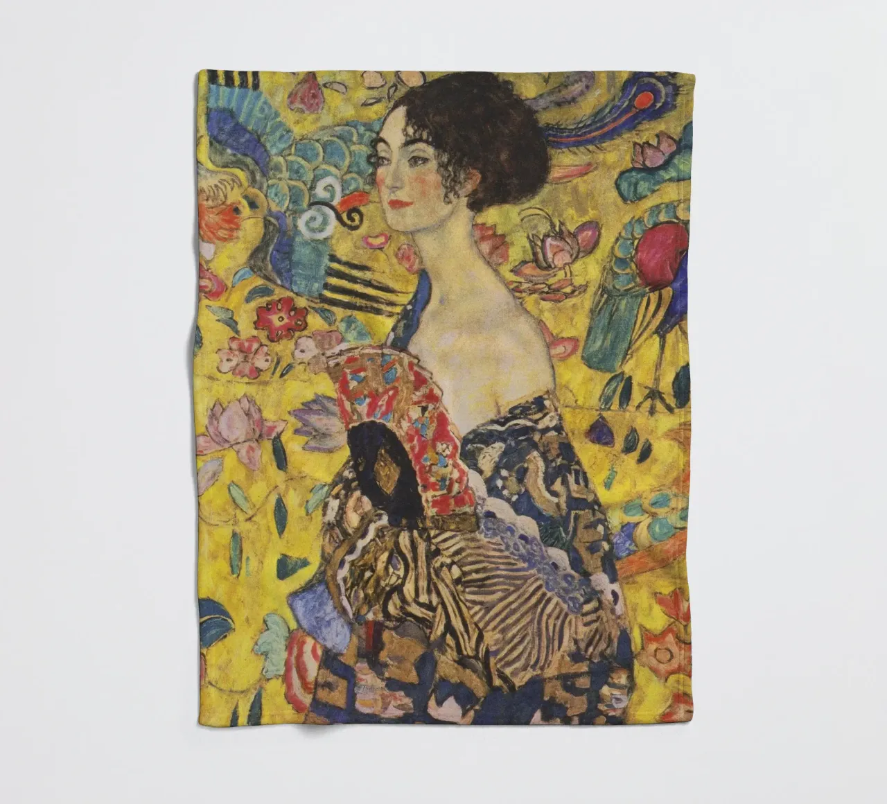 Gustav Klimt Signora con ventaglio coperta in pile da 50 masterpieces