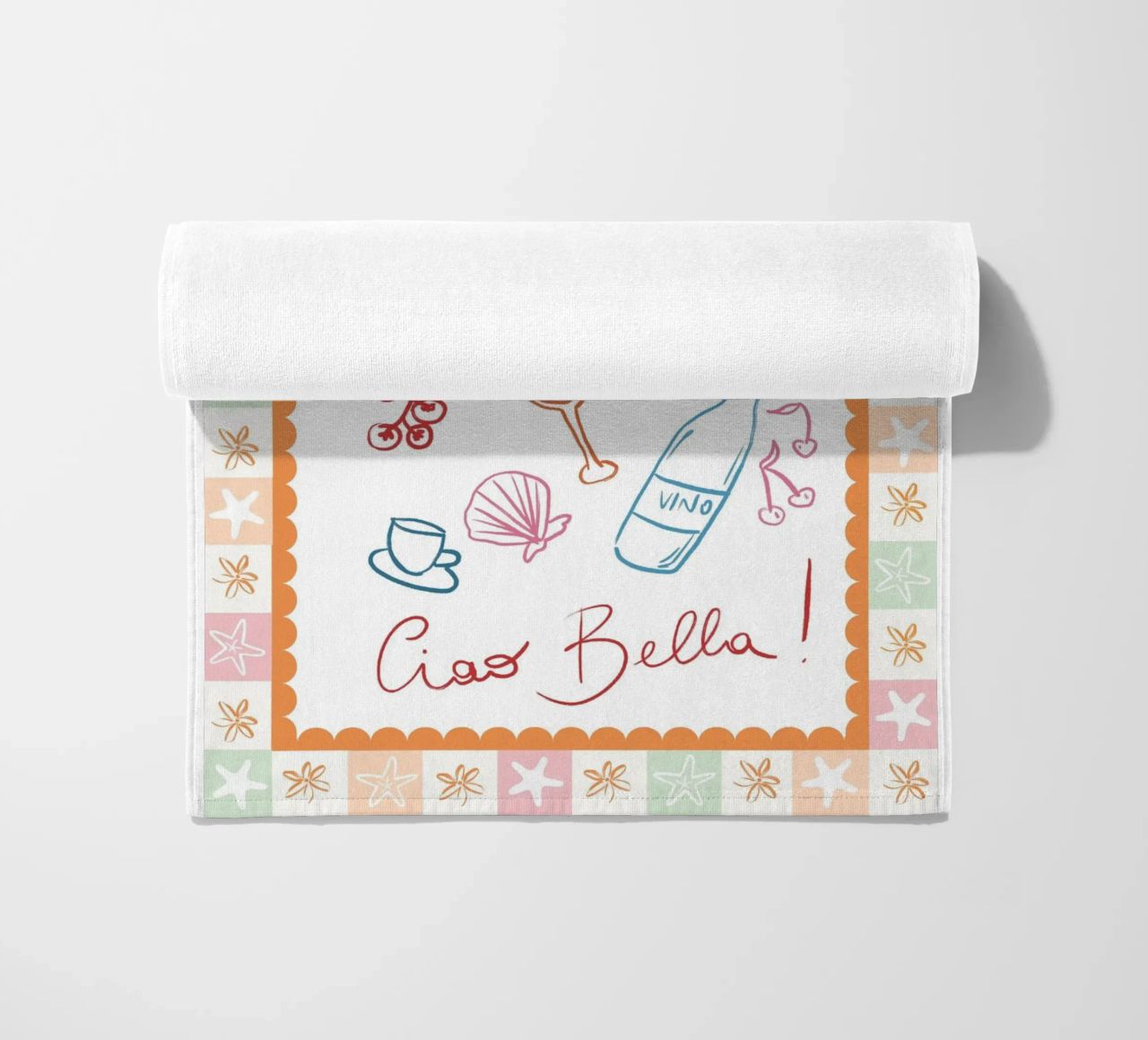 Ciao Bella, Italy Icons Print, Colourful Poster (Affiche colorée) serviette de plage de DolceVita