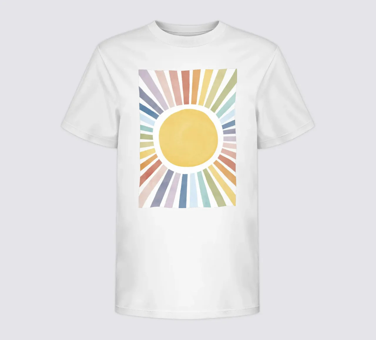 Rainbow Sun Print, Sun Ray Poster, Cute Pastel Sun kids Art kids t-shirt by Little Lola