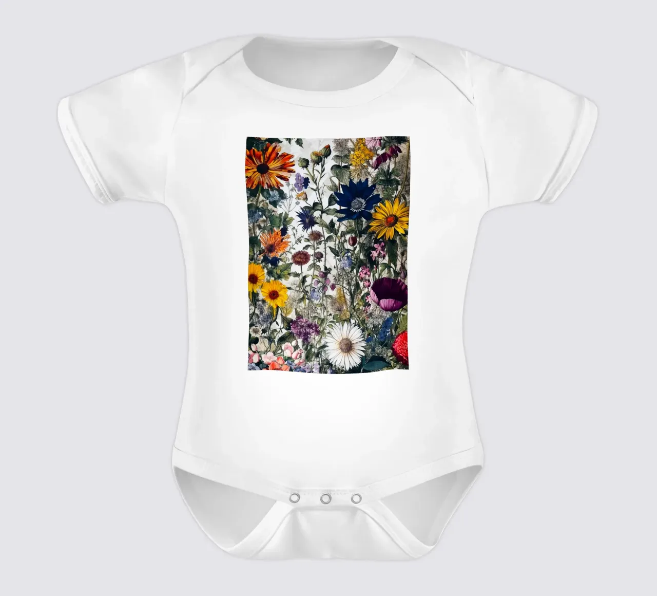 Wildblumen Kunst Kurzarm Babybody von Justyna Jaszke JBJart