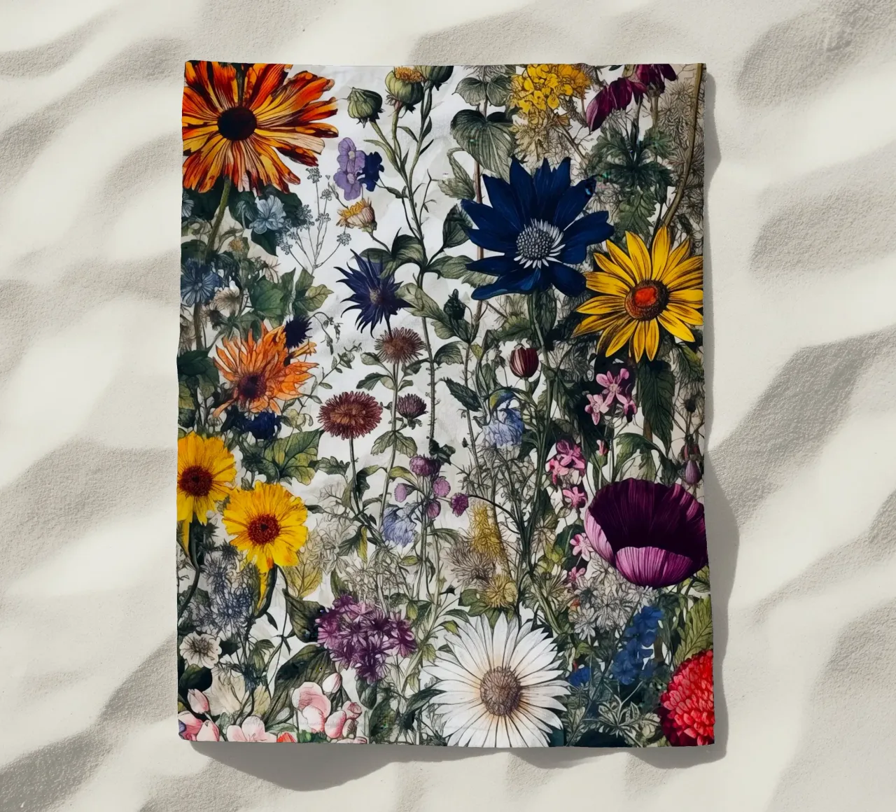 Wildflowers art beach towel by Justyna Jaszke JBJart