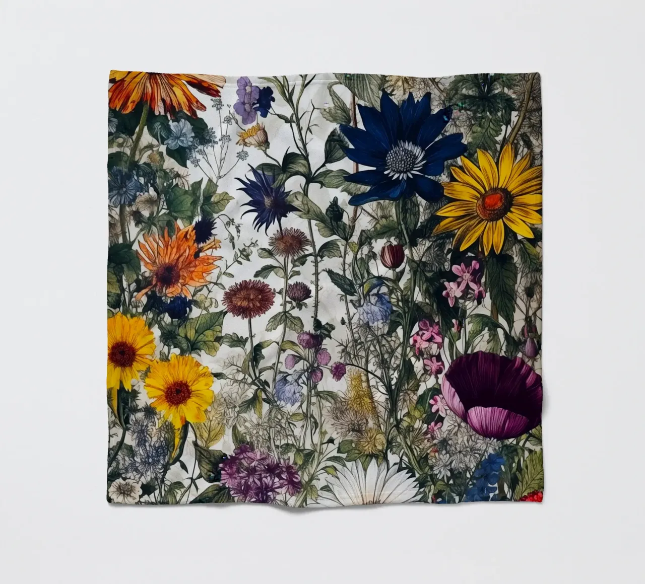 Wildflowers art fleece blanket by Justyna Jaszke JBJart