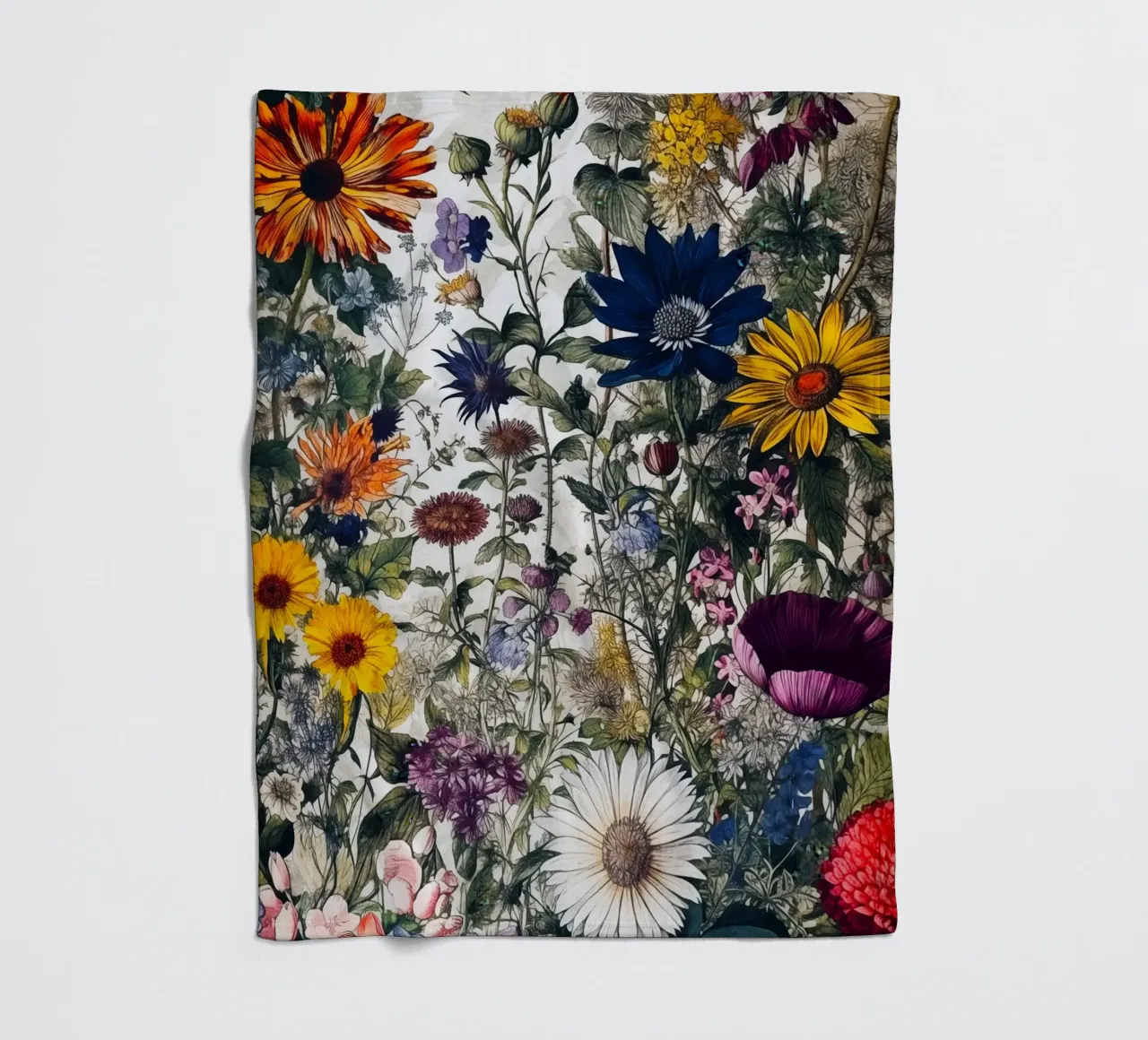 Wildflowers art fleece blanket by Justyna Jaszke JBJart
