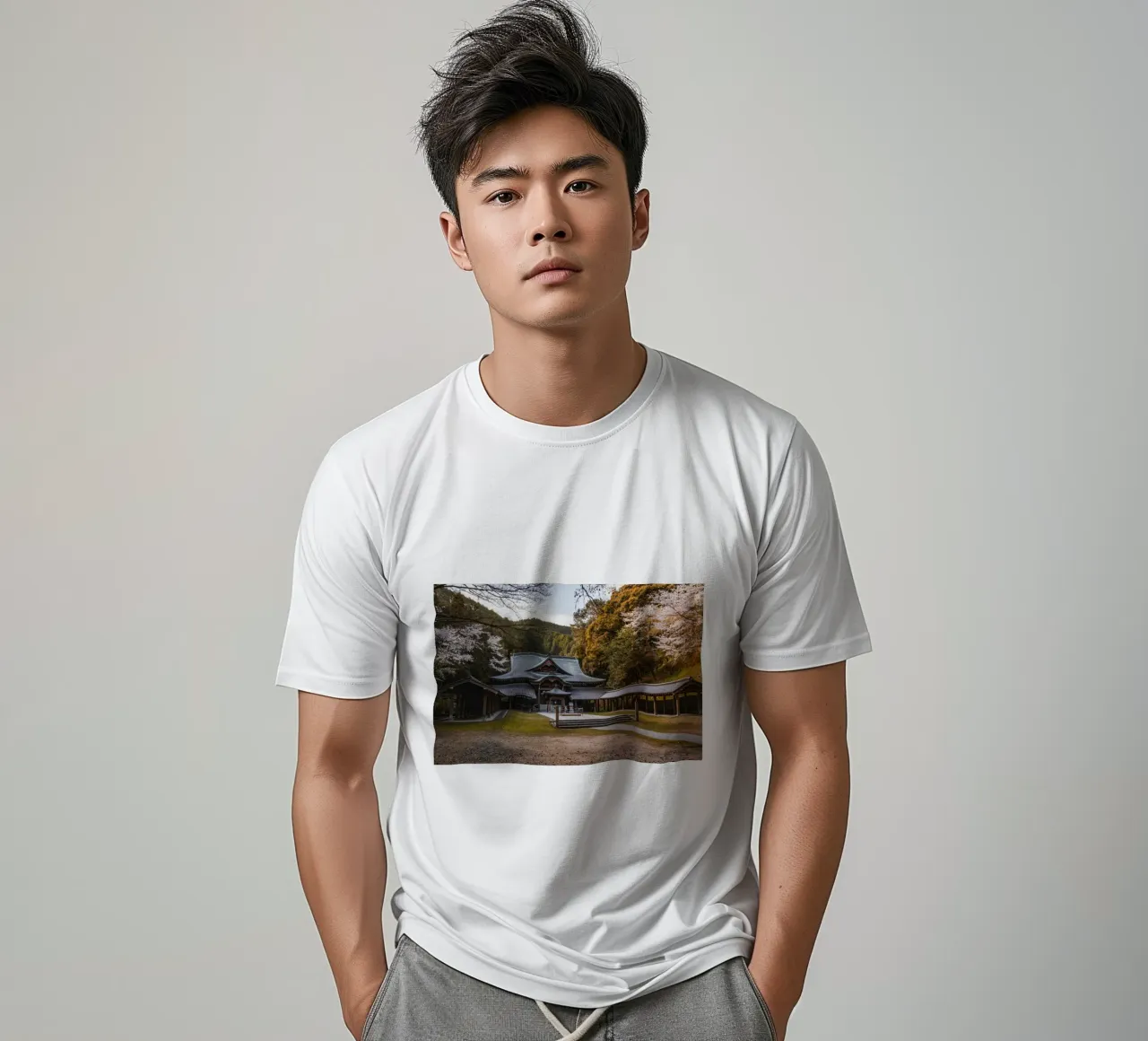 Tempio della foresta serena a Shikoku, Giappone t-shirt da Marcel Bisig