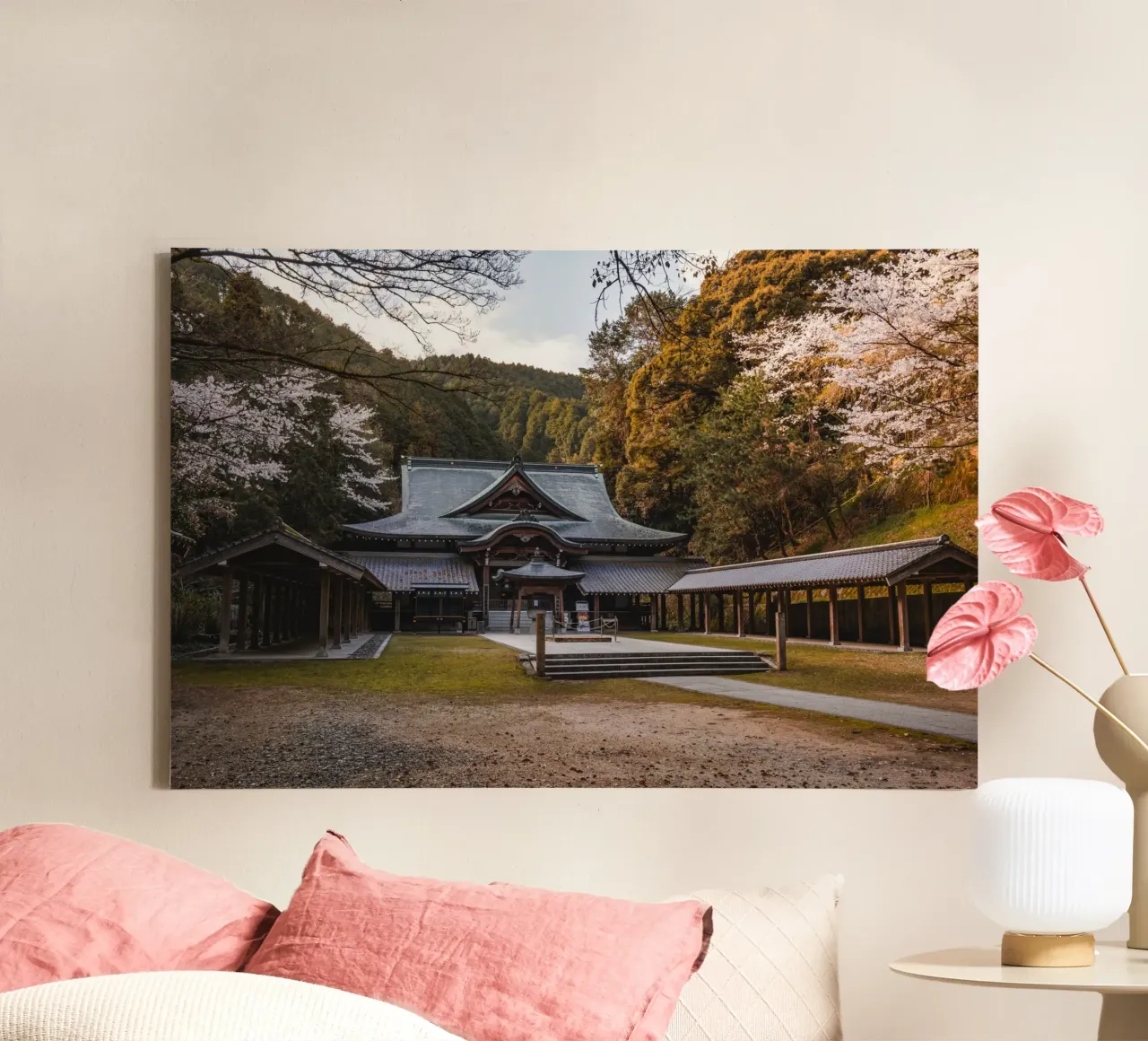 Tempio della foresta serena a Shikoku, Giappone tela con Cornice a cassetta da Marcel Bisig